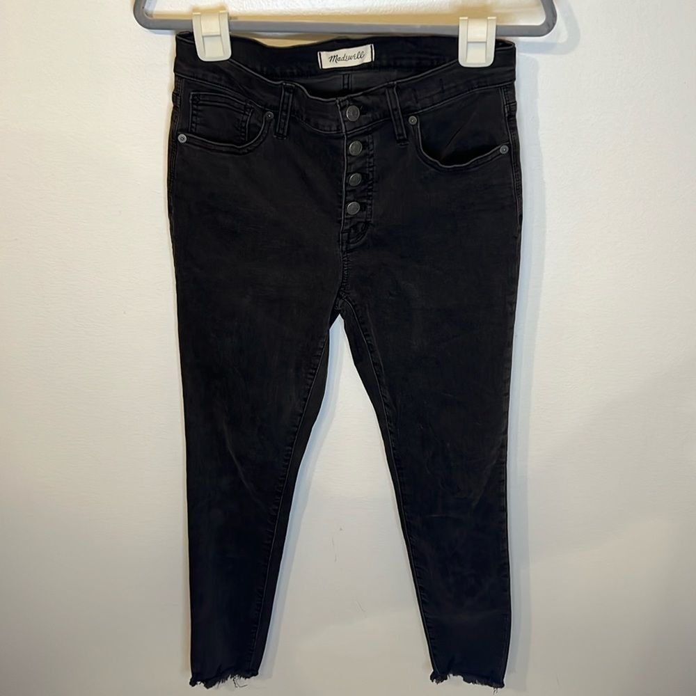 Madewell 9" mid-rise skinny jeans size 29 button fly frayed hem